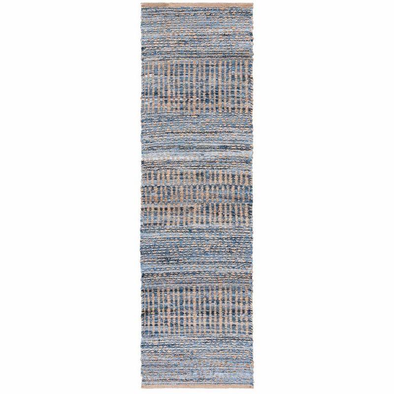 Cape Cod CAP353 Hand Woven Runner Rug - Natural/Blue - 2'3"x14' - Safavieh.