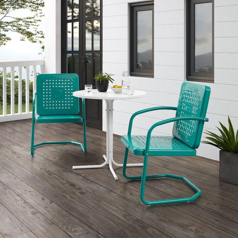 Crosley Bates 3pc Outdoor Bistro Set with Table and 2 Chairs Turquoise