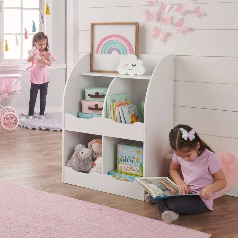 Bright White Multi-Cubby Toy & Book Organizer for Kids