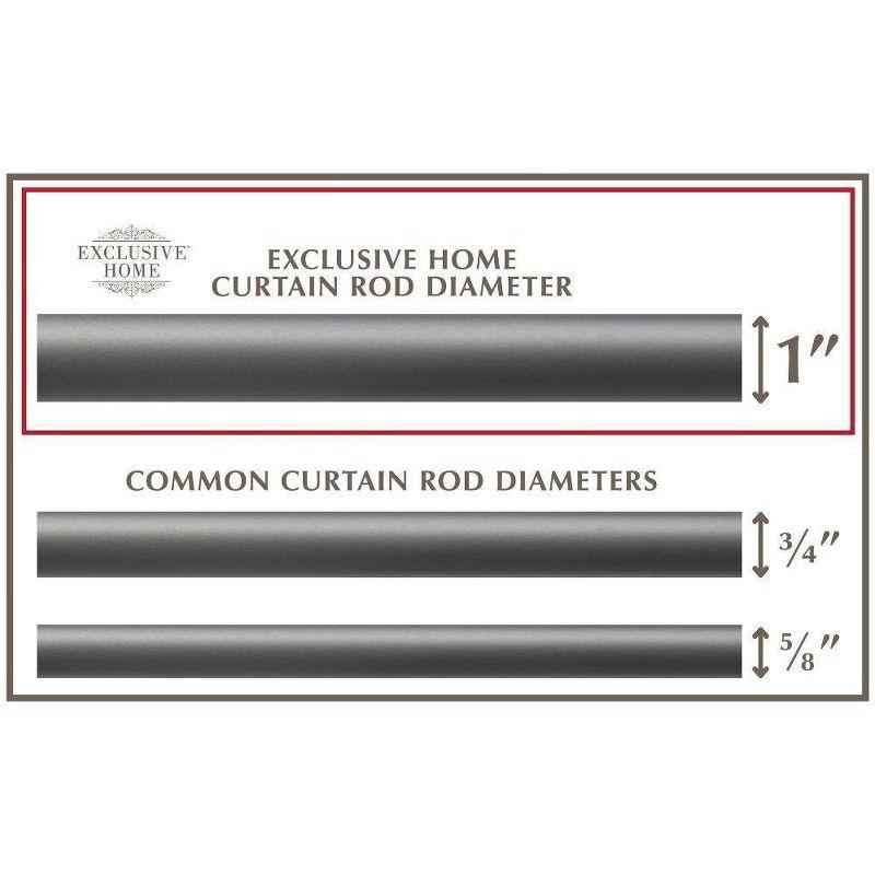 Exclusive Home 36"-72" Topper Curtain Rod - Gunmetal: Matte Finish, Iron, Flat Cap Finial, 25 lb Capacity