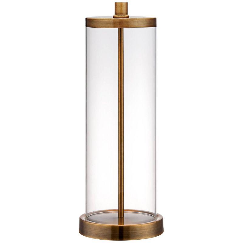 360 Lighting Coastal Table Lamp 26" High Glass Cylinder Gold Fillable White Drum Shade for Living Room Family Bedroom Bedside Nightstand