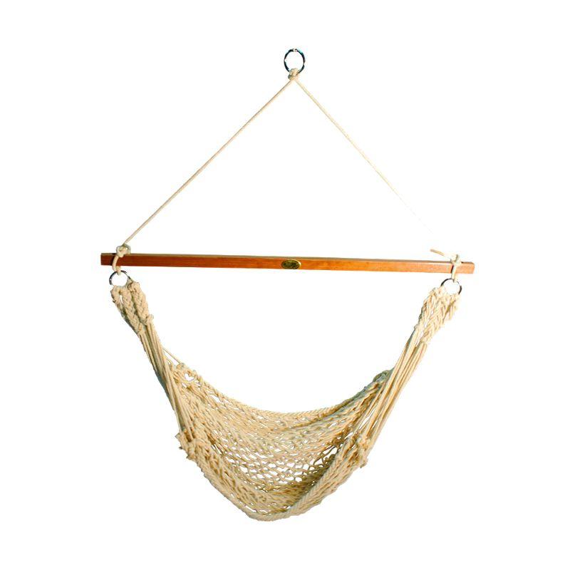 Natural Cotton Rope Hanging Hammock Chair with Wooden Bar