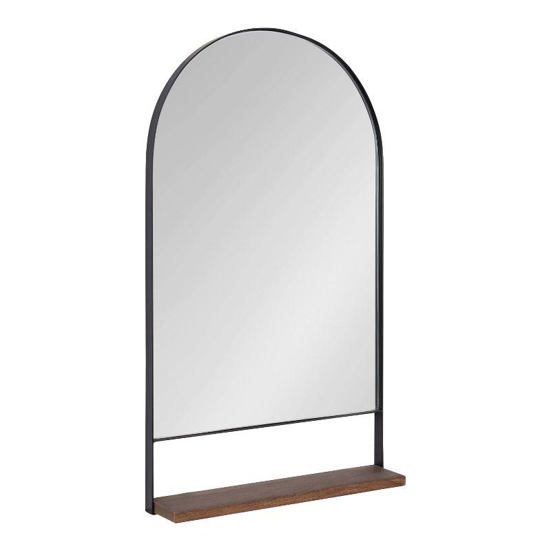 Chadwin Natural Black 20" x 34" Arched Wall Mirror with Mango Wood Shelf