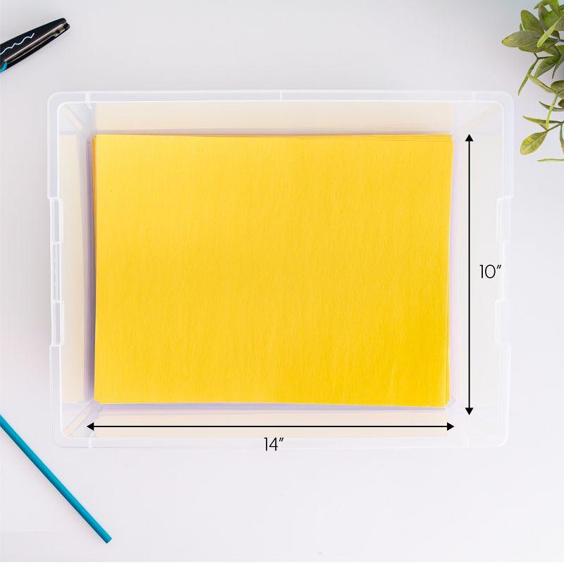 IRIS USA 12 Qt. Large Deep Clip Box, 4 Pack, Clear Plastic Storage Container Bins with Latching Lids, Seafoam Blue Buckles