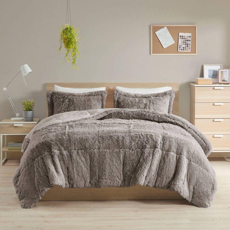 Intelligent Design Malea Shaggy Faux Fur Comforter Mini Set