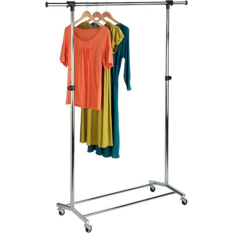 Adjustable Chrome Portable Garment Rack with Casters