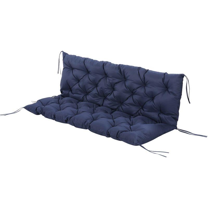 Outsunny Tufted Bench Cushions for Outdoor Furniture, 3-Seater Replacement for Swing Chair, Patio Sofa/Couch, Overstuffed w/ Backrest, Dark Blue