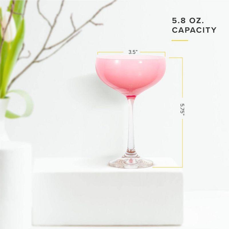 TABLE 12 TDA Series Table 12 5.8-ounce Mini Coupe Cocktail Glasses, Glass Cups Set Of 4, Champagne Glasses In Assorted Colors