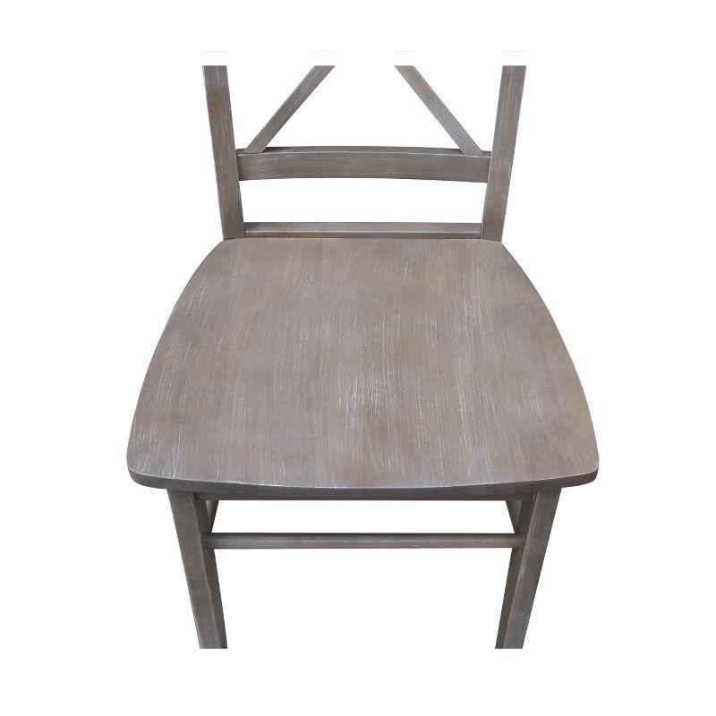 Set of 2 X Back Chairs with Solid Wood Seat Washed Gray/Taupe - International Concepts