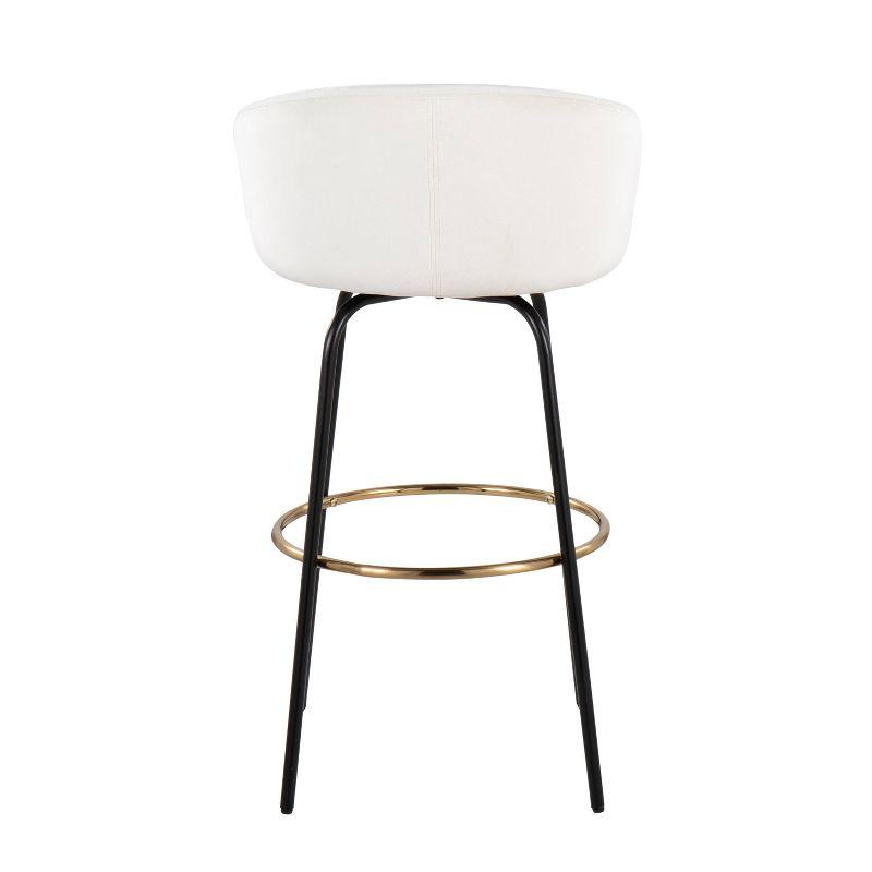 LumiSource Set of 2 Claire Barstools Black/Cream: Upholstered Velvet, Swivel, Fixed Height