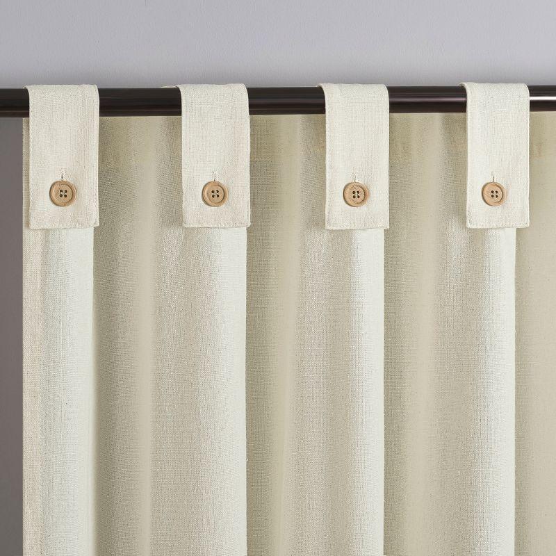 40"x63" Archaeo Light Filtering Cotton Blend Button Tab Top Curtain Panel Cream: Transitional Off-White Curtain