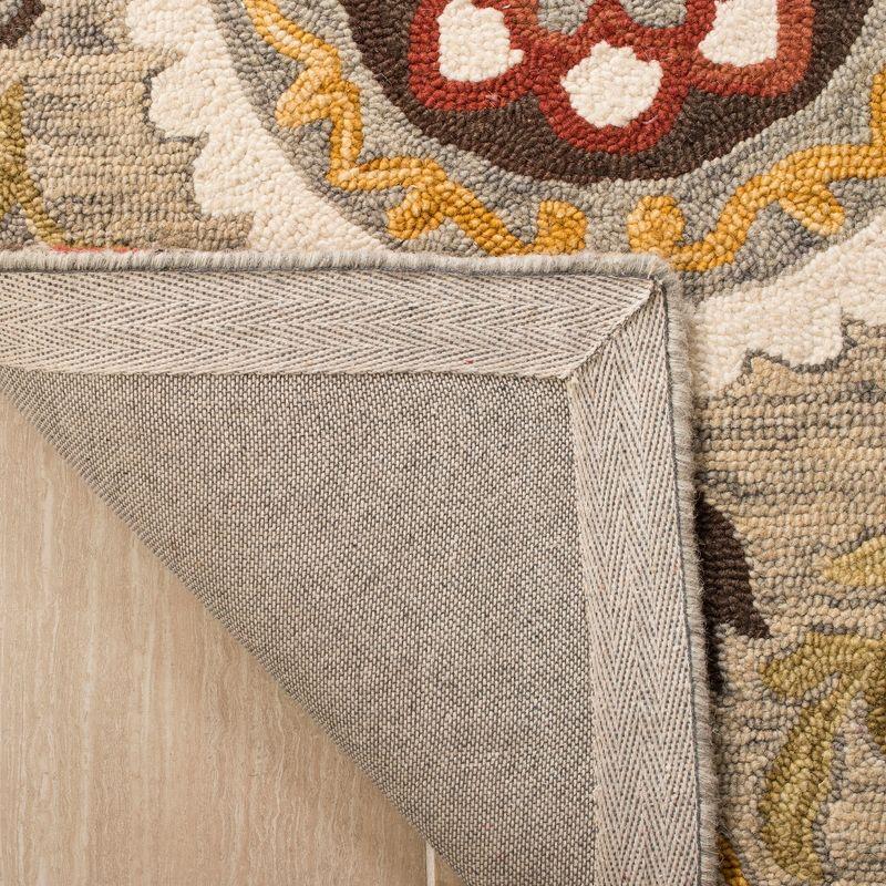 Suzani SZN374 Hand Hooked Indoor Area Rug - Grey/Multi - 8'x10' - Safavieh