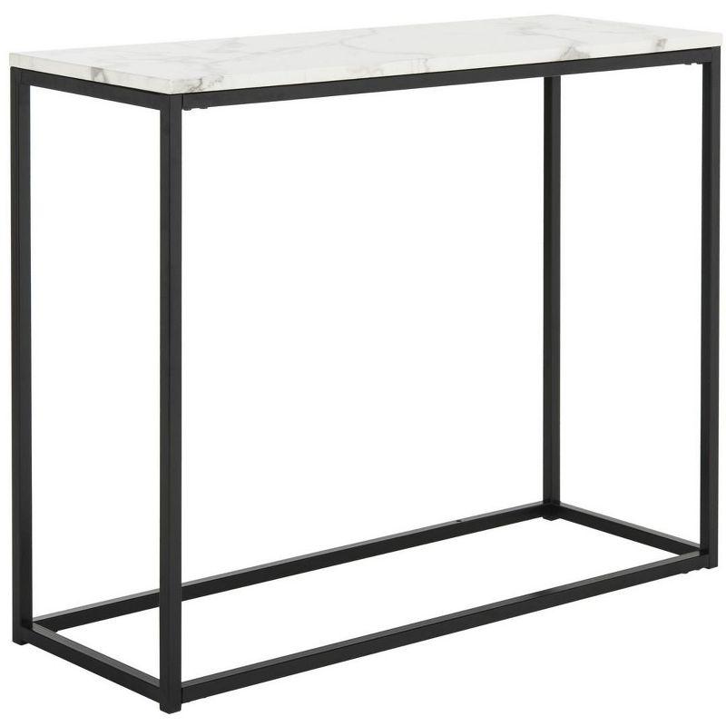 Transitional Grey Marble Top Console Table with Black Frame