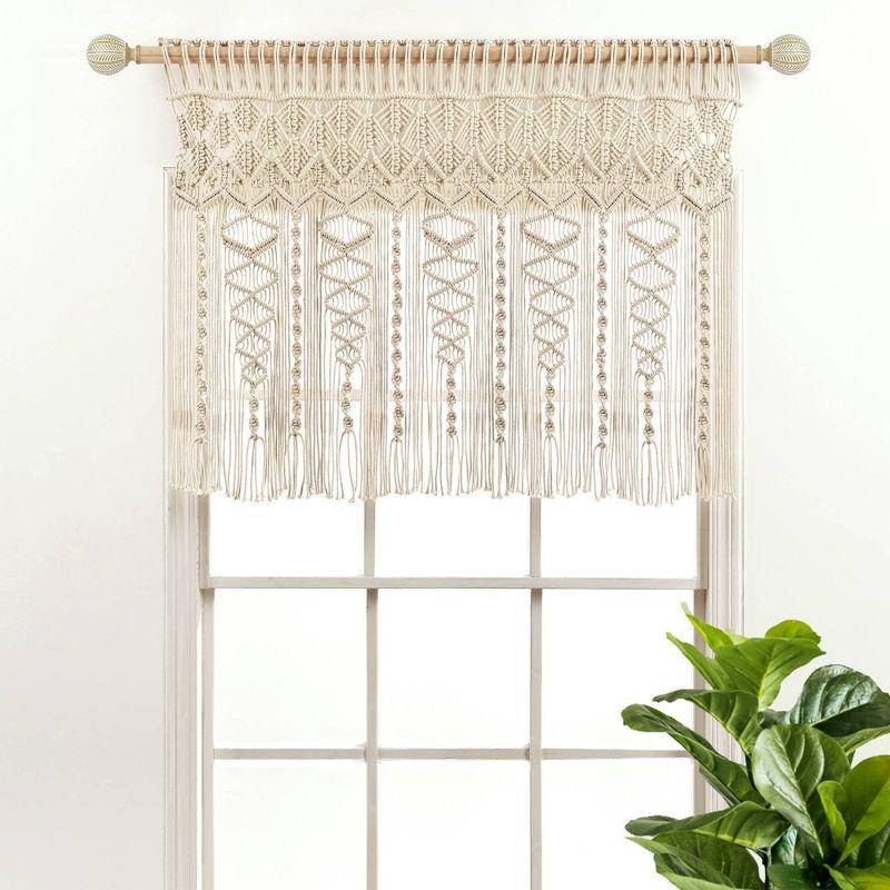 Boho Macrame Neutral Cotton Rod Pocket Window Valance