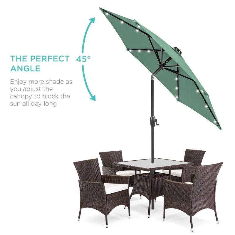 Best Choice Products 7.5ft Outdoor Solar Patio Umbrella for Deck, Pool w/ Tilt, Crank, LED Lights - Seaglass