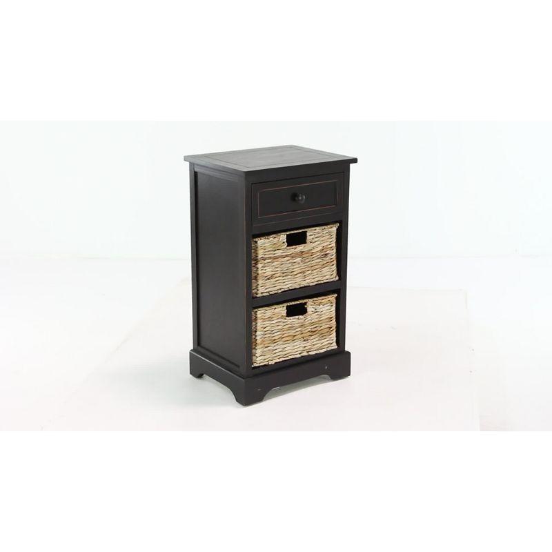 Farmhouse Wooden Chest with Wicker Basket Drawers Black - Olivia & May: No Assembly, Indoor Use, MDF Composite