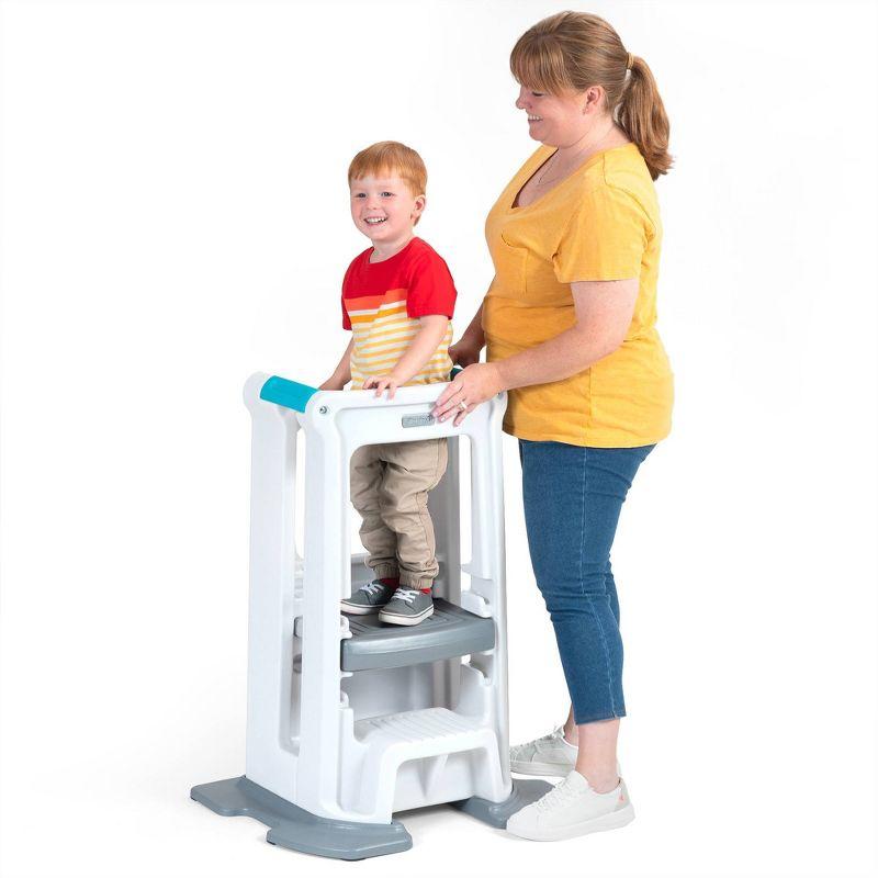 White Adjustable Plastic Toddler Step Stool with Safety Sides