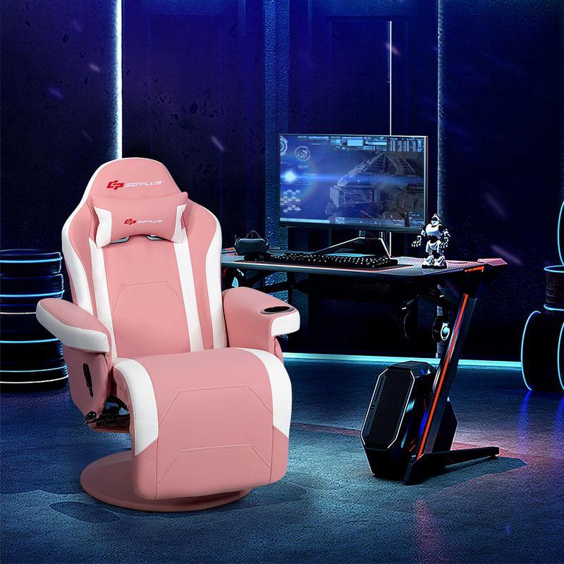 Costway Costway Goplus Reclining PC & Racing Game Chair with Footrest in Pink