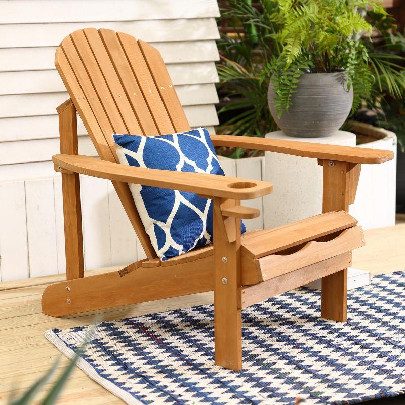 Solid Wood Spacious Adirondack Chair with Cup Holder