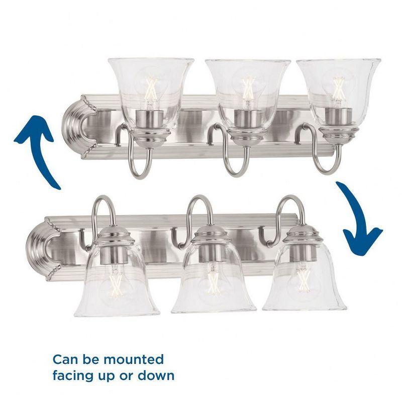 Progress Lighting Calhoun 3-Light Brushed Nickel Bathroom Vanity Light with Clear Glass Shades