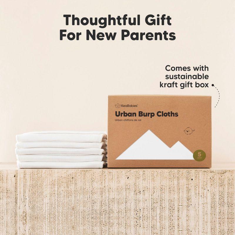 KeaBabies 5pk Urban Baby Burp Cloths, Organic Burping Cloth for Babies, Burp Rags for Baby Girls, Boys  (Soft White)