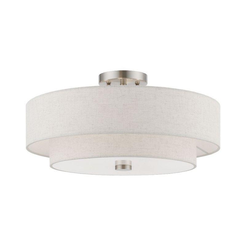 Claremont Brushed Nickel 4-Light Indoor/Outdoor Semi-Flush Drum Light