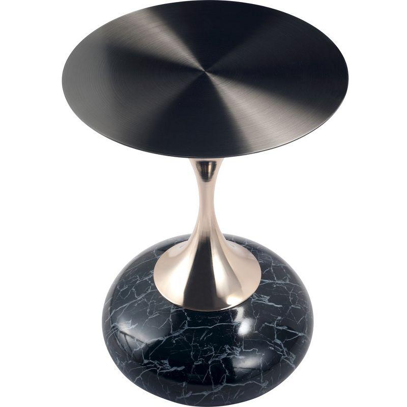 LeisureMod Wide Side Table with Black Stainless Steel Top Round Accent Table and Pedestal Base Modern End Table Savoy Series