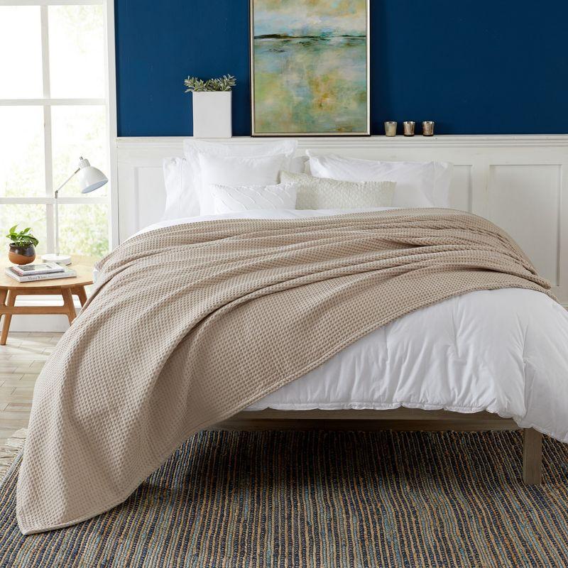 Market & Place 100% Cotton Waffle Weave Bed Blanket Full/Queen Taupe