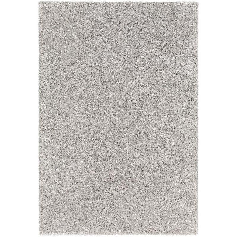 Gray Rectangular Synthetic Shag Area Rug 5'3" x 7'