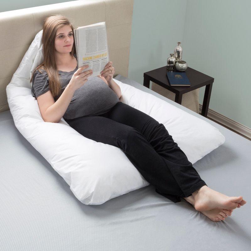 White U-Shaped Full-Body Support Pregnancy Pillow