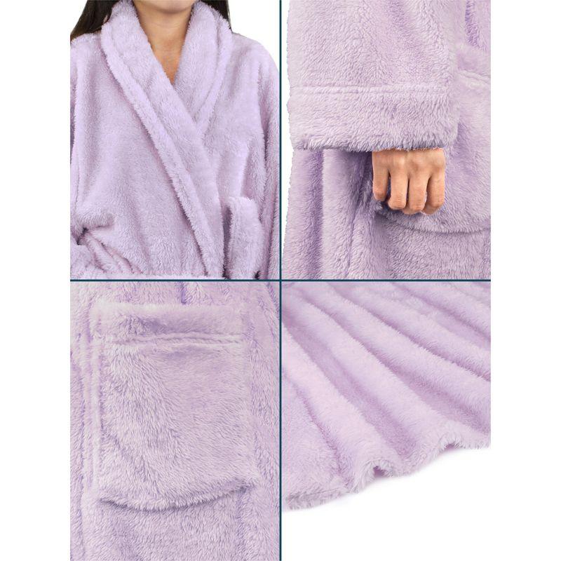 PAVILIA Premium Womens Plush Soft Robe Fluffy Warm, Fleece Faux Shearling Shaggy Bathrobe