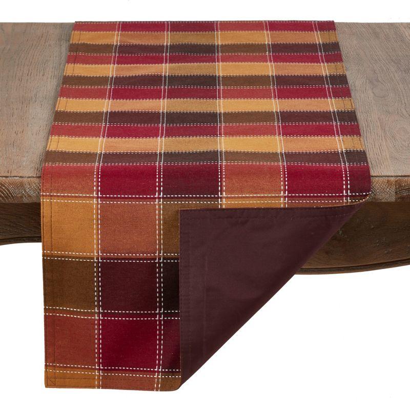 Multi-Color Plaid Cotton and Polyester Table Runner