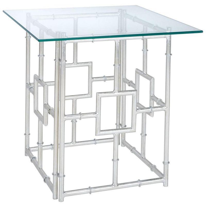 Dermot Glass Top Accent Table - Silver/Clear Glass - Safavieh.