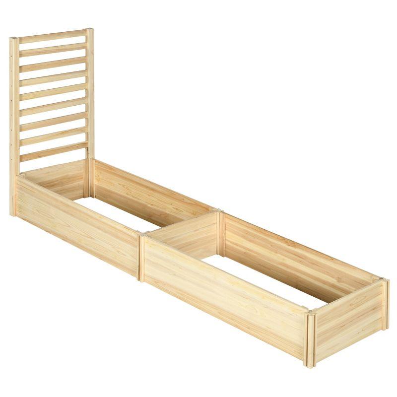 Light Wood Outdoor Raised Planter Box with Trellis