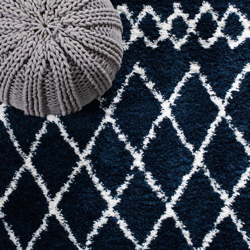 Berber Shag BER165 Power Loomed Indoor Area Rug - Navy/Ivory - 6'7"x6'7" - Safavieh