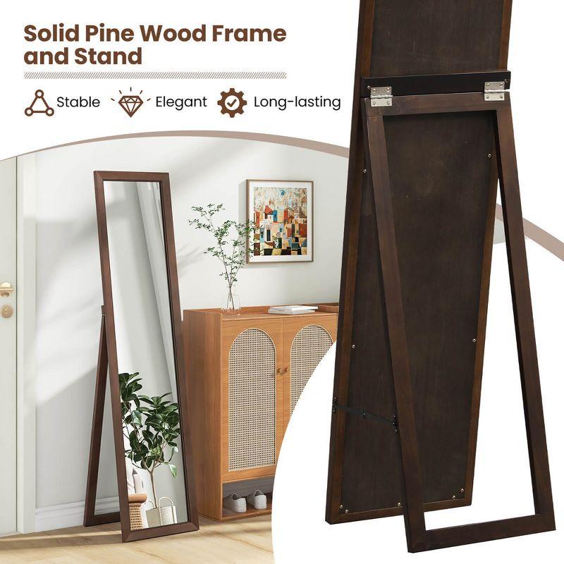 Tangkula 61" x 14.5" Full Length Mirror w/ Stand Solid Wood Frame Full Body Mirror