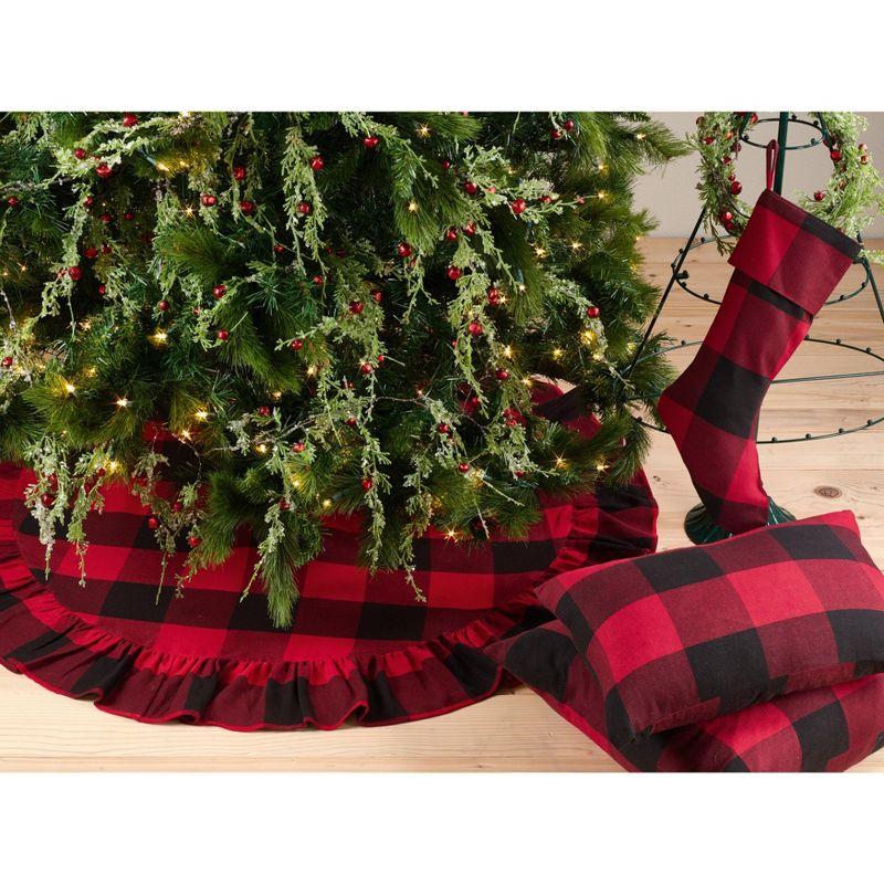 Red and Black Buffalo Plaid Ruffled Cotton Tree Skirt