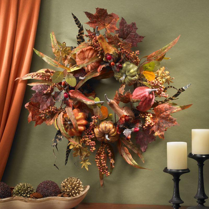 Nearly Natural 24-in Pumpkin & Berry Wreath