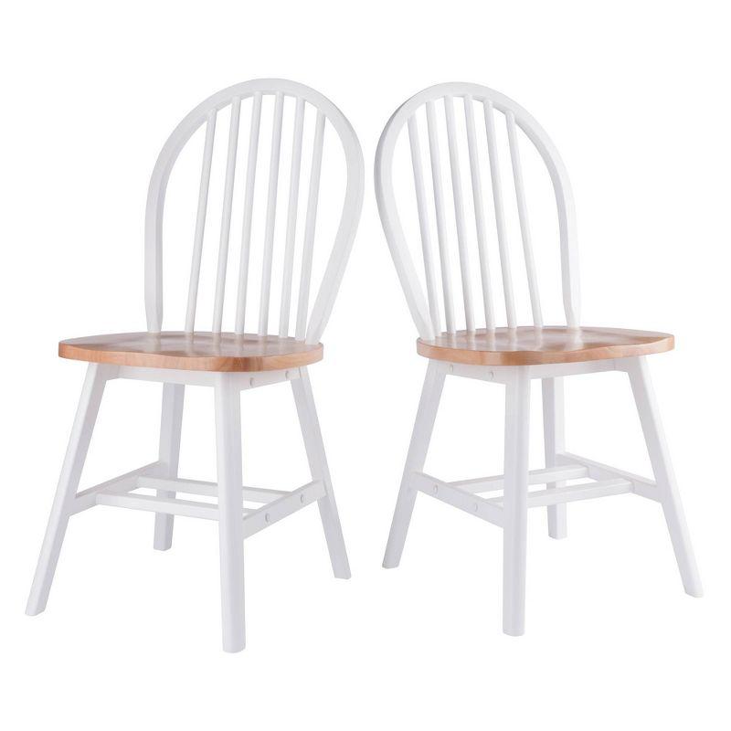 Winsome 2pc Windsor Chair Set Natural/White : Wood Frame, Spot Clean, Transitional Style, No Tools Assembly