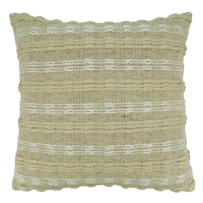 Saro Lifestyle Stripe Design Woven Throw Pillow With Poly Filling, 20", Beige