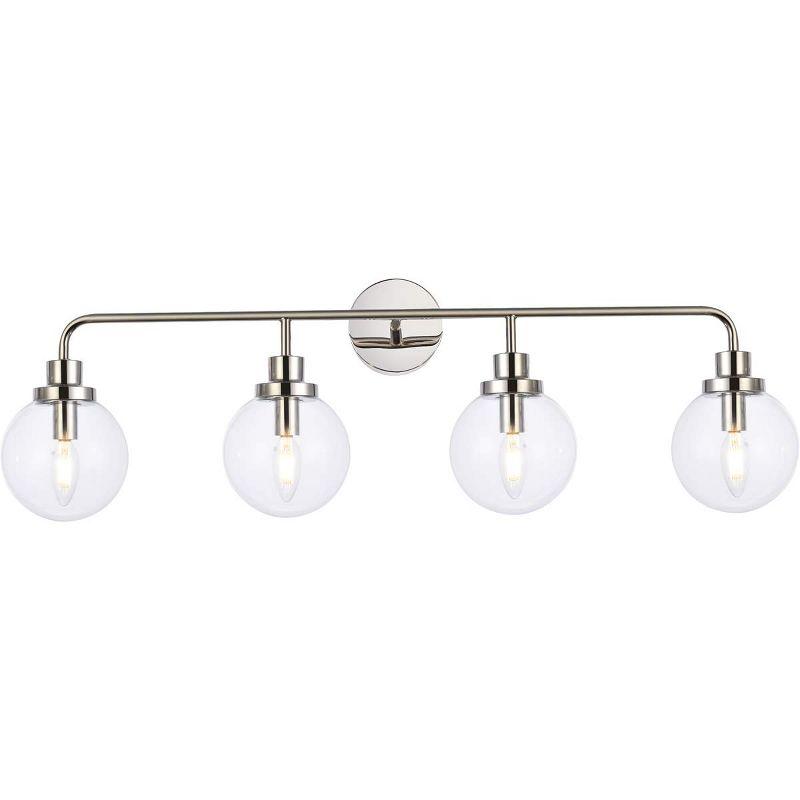 Elegant Lighting Hanson 4 lights bath sconce in polished nickel with clear shade