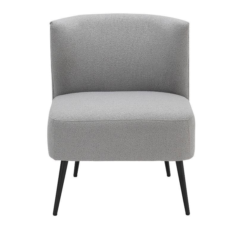 Fran Contemporary Upholstered Slipper Chair: Padded, Metal Legs, Faux Shearling - LumiSource