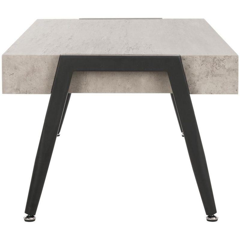 Milan Inspired Light Grey Rectangular Wood Coffee Table with Black Metal Legs