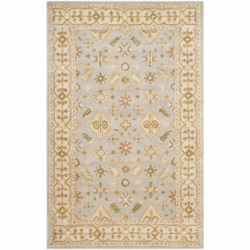 Classic Light Blue and Ivory Hand-Tufted Wool Area Rug