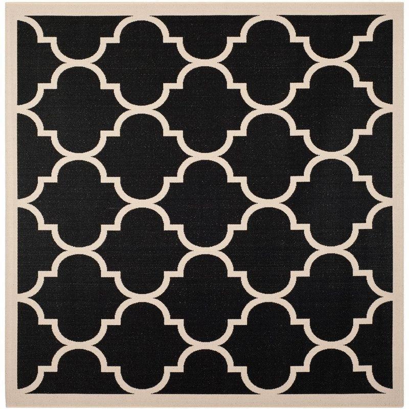 Courtyard CY6914 Power Loomed Indoor/Outdoor Area Rug - Black/Beige - 5'3"x5'3" - Safavieh.