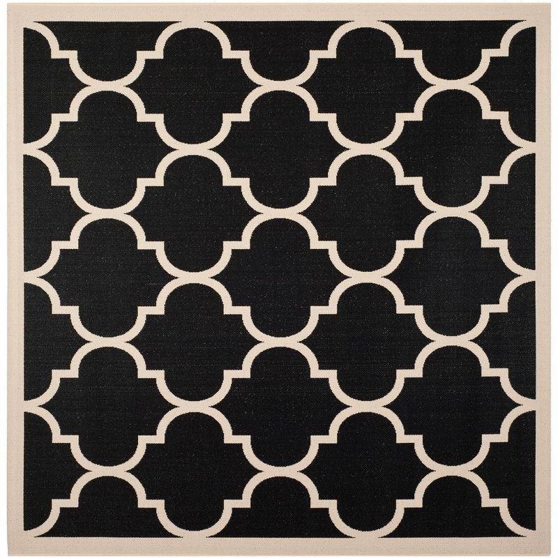 Safavieh Courtyard Black and Beige Square Outdoor Rug