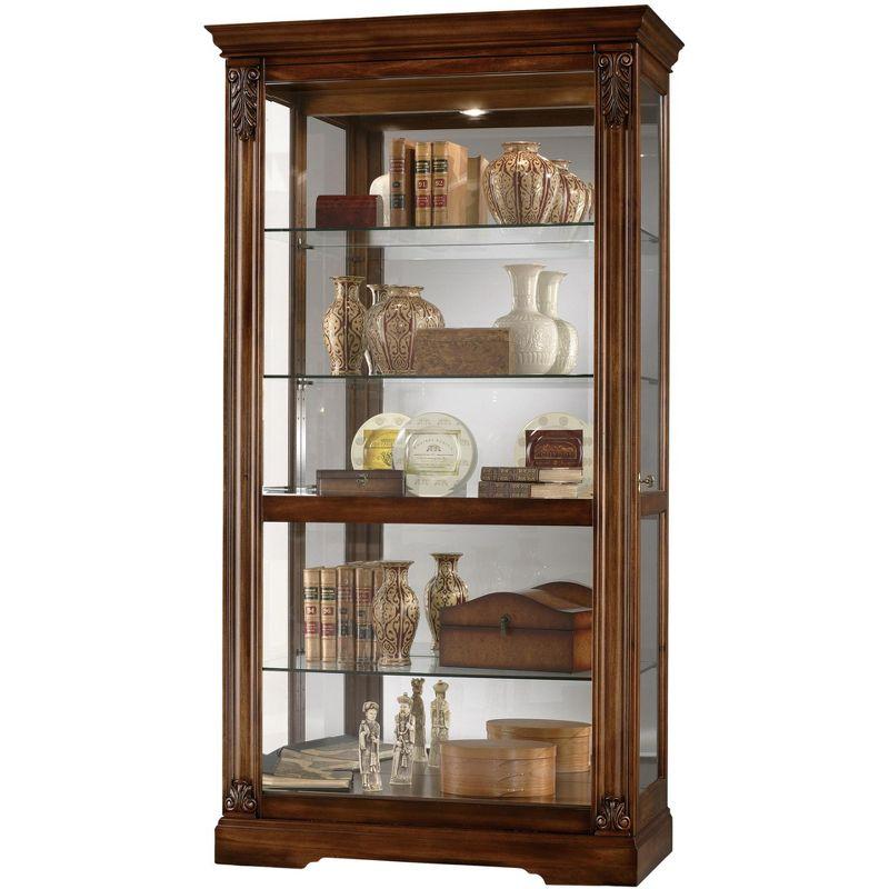 Brown Lighted Traditional Glass Curio Cabinet