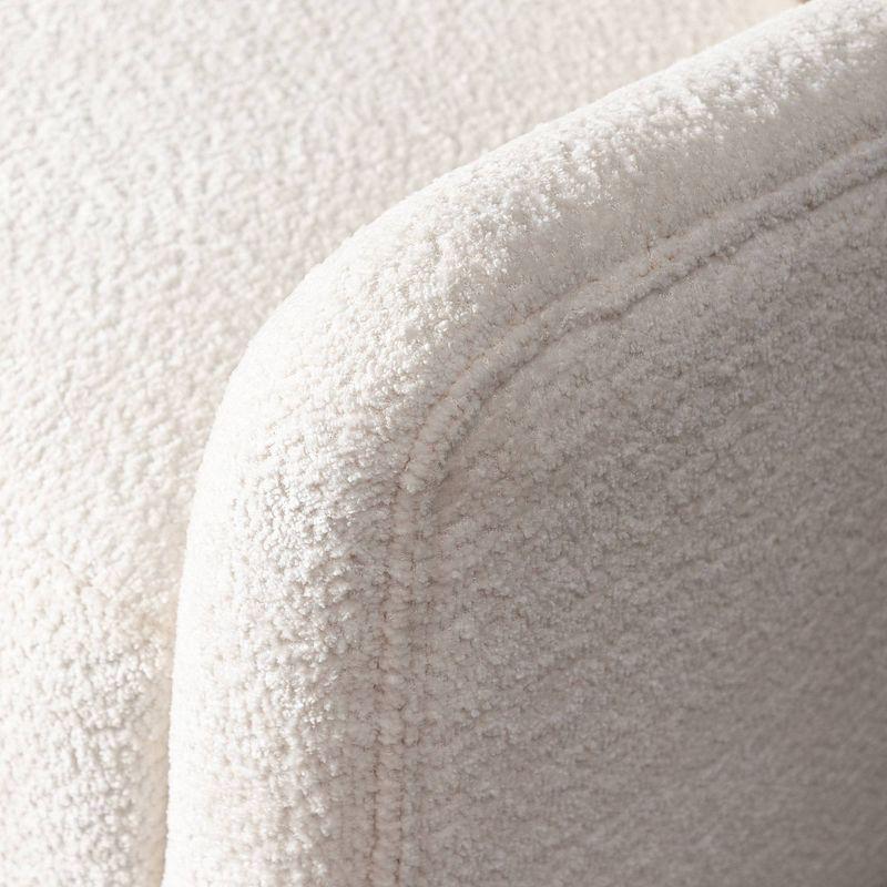 32" Wide Upholstered Swivel Armchair Cream - Kinwell: Rotating Base, No Assembly Required