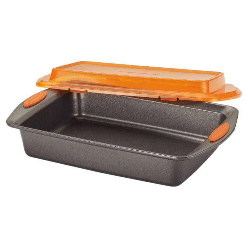 Orange Carbon Steel Nonstick Cake Pan with Lid, 9" x 13"