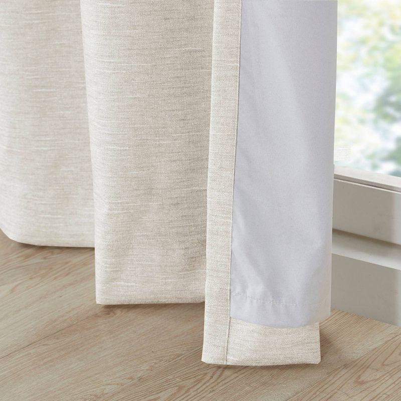 Ivory Faux Silk Blackout Grommet Window Curtains, 84"